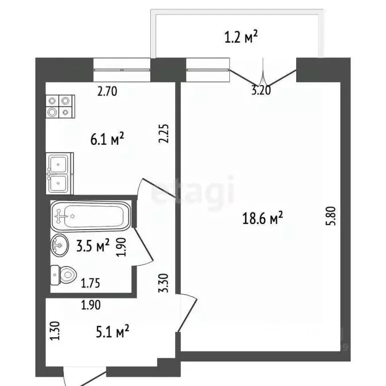 1-к кв. Мордовия, Саранск ул. Веселовского, 27А (33.1 м) - Фото 2