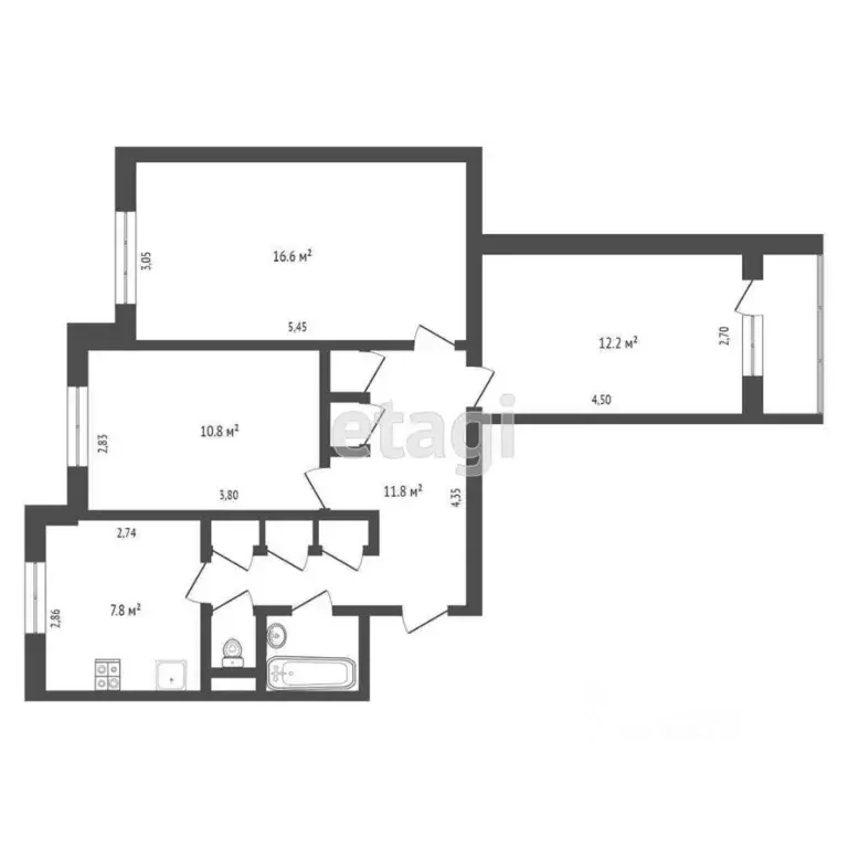 3-к кв. Ямало-Ненецкий АО, Новый Уренгой Советский мкр, 4/2 (64.7 м) - Фото 2
