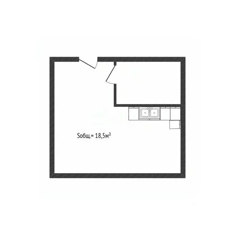 Студия Новосибирская область, Новосибирск Дачная ул., 40/1 (18.5 м) - Фото 2