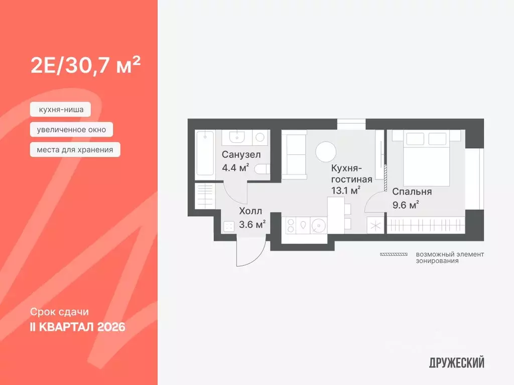 1-к кв. Тюменская область, Тюмень Кремлевская ул., 97 (30.7 м) - Фото 1