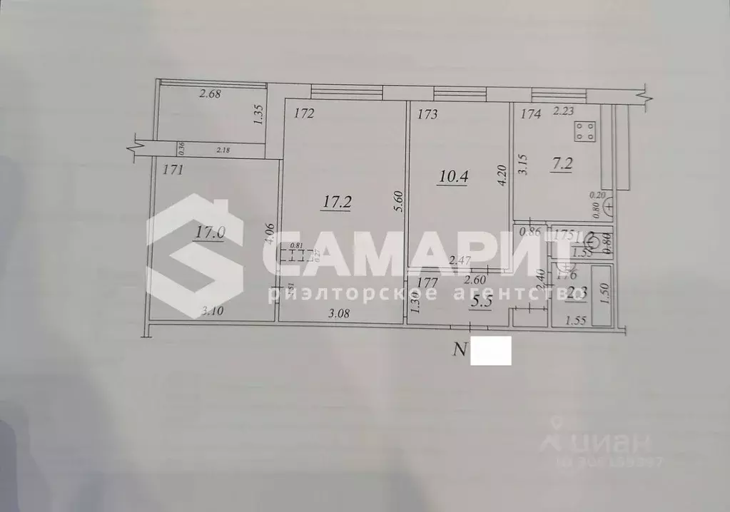 3-к кв. Самарская область, Самара Воронежская ул., 198 (58.5 м) - Фото 1