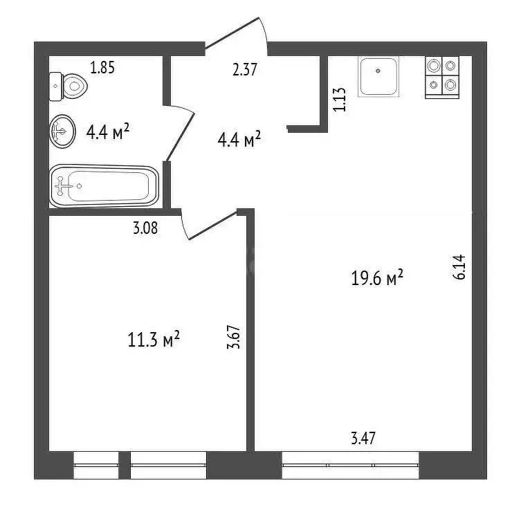 1-комнатная квартира: Тюмень, Полевая улица, 117к4 (39.7 м) - Фото 1
