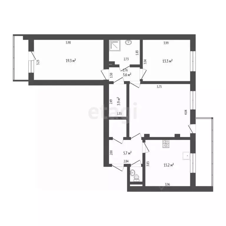 3-к кв. Тюменская область, Тюмень Комсомольская ул., 75 (89.6 м) - Фото 2