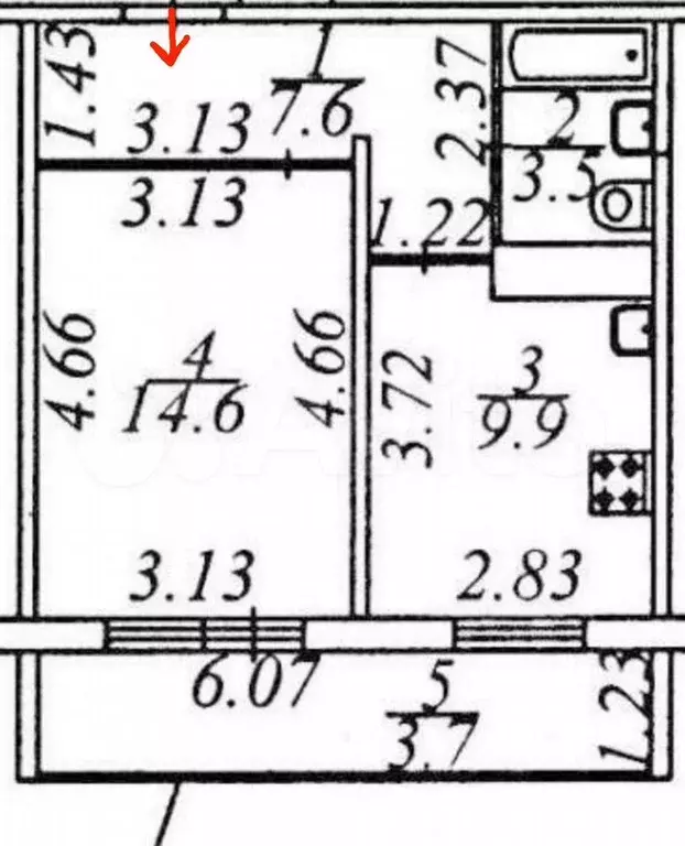 1-к. квартира, 35,6 м, 4/9 эт. - Фото 0