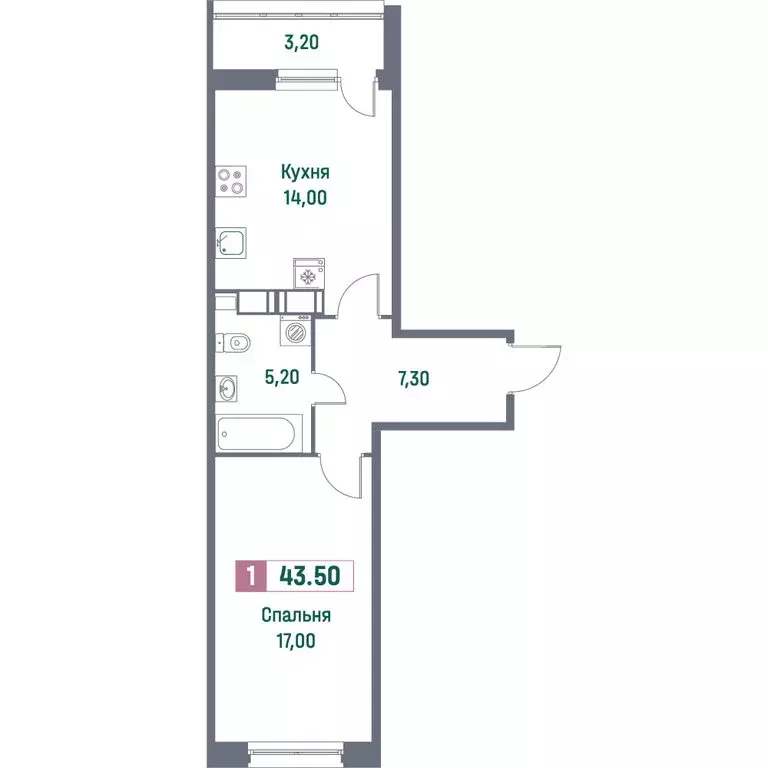 1-комнатная квартира: Мурино, Ручьёвский проспект, 1/24 (43.5 м) - Фото 1