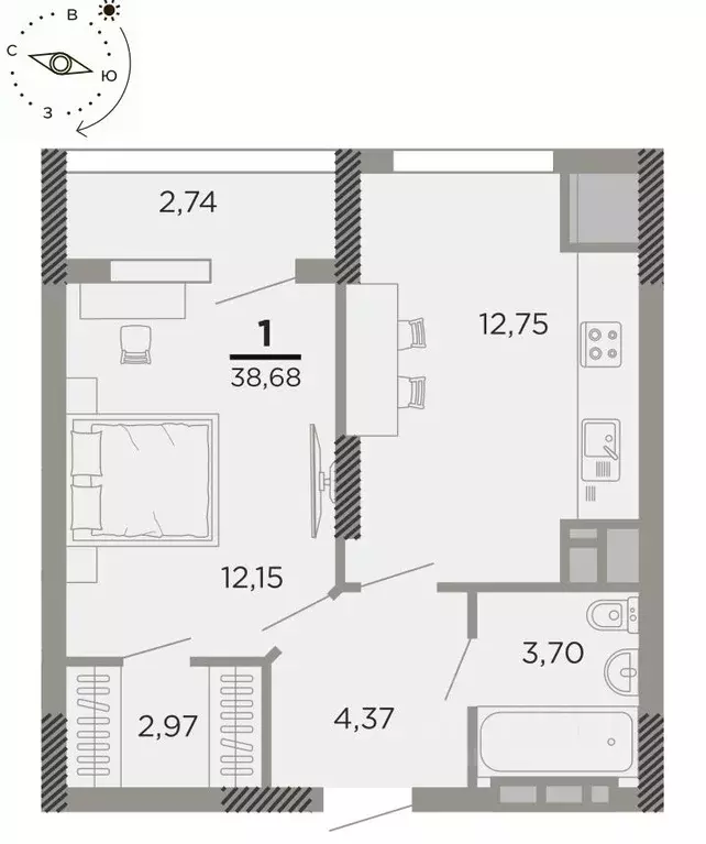 1-к кв. Рязанская область, Рязань Совхозная ул., 6 (38.68 м) - Фото 0