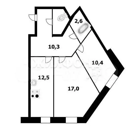 2-к. квартира, 55 м, 7/10 эт. - Фото 0