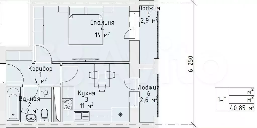 1-к. квартира, 40,9 м, 3/16 эт. - Фото 0