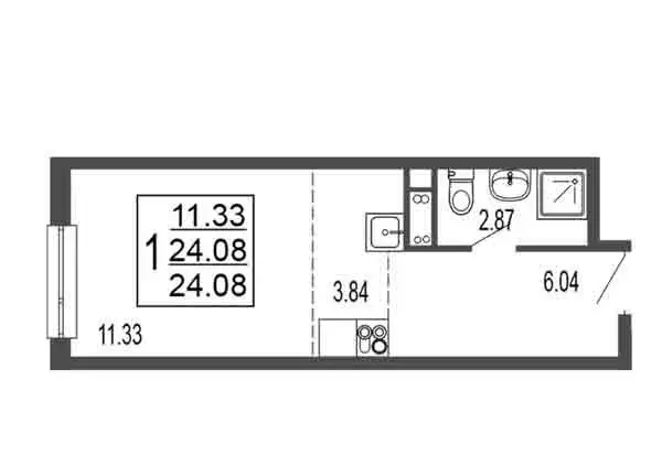 Квартира-студия: Лыткарино, 6-й микрорайон, 15Г (24.08 м) - Фото 0