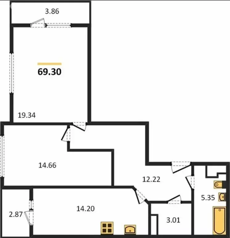 2-комнатная квартира: Самара, улица Советской Армии, 91 (69.3 м) - Фото 1