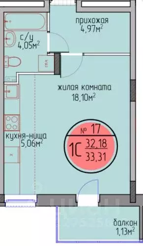 1-к кв. Пермский край, Пермь Автозаводская ул., 11А (32.18 м) - Фото 0