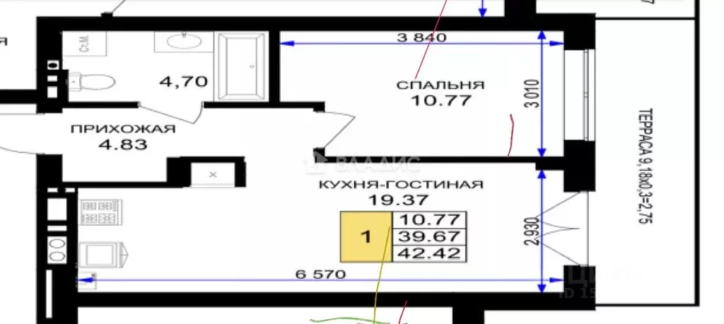 1-к кв. Калининградская область, Гурьевск ул. Героя России ... - Фото 2