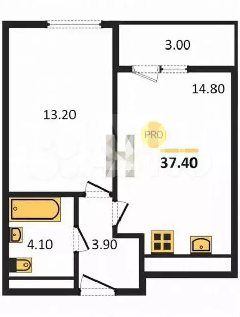 1-к. квартира, 37,5м, 12/25эт. - Фото 1