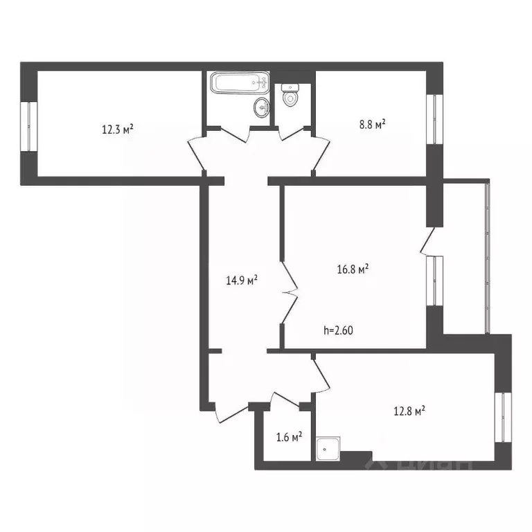 3-к кв. Красноярский край, Красноярск ул. Весны, 2А (68.0 м) - Фото 2