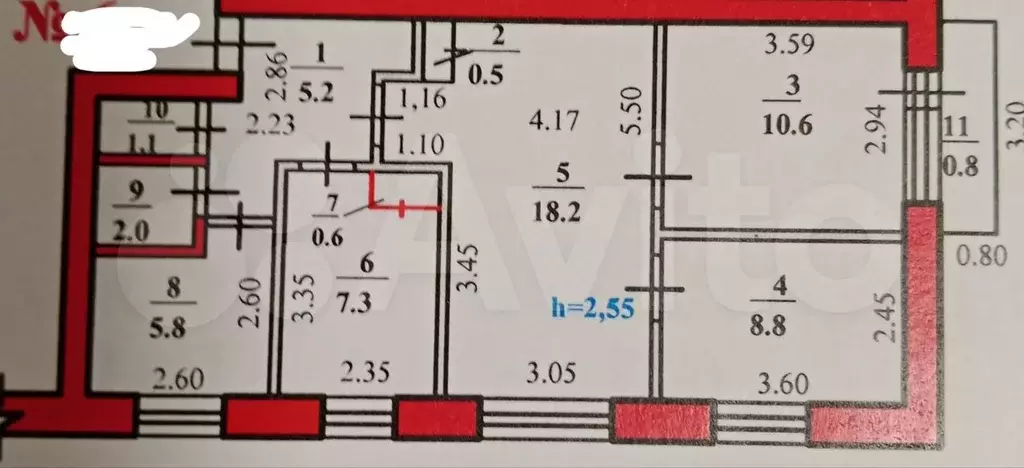 3-к. квартира, 60,1 м, 2/5 эт. - Фото 0