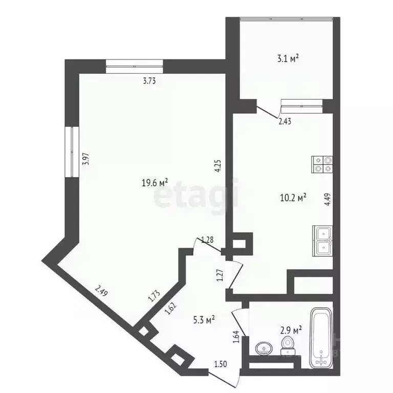 1-к кв. Ханты-Мансийский АО, Ханты-Мансийск Югорская ул., 1 (38.0 м) - Фото 1