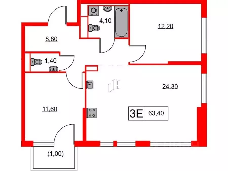 2-к кв. Санкт-Петербург Большой Сампсониевский просп., 69к1 (63.4 м) - Фото 0