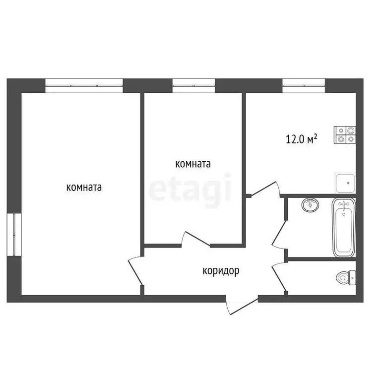 2-комнатная квартира: Лесной, улица Гоголя, 6 (53.1 м) - Фото 1