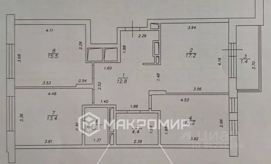 4-к кв. Татарстан, Казань ул. Академика Губкина, 12Б (82.7 м) - Фото 2