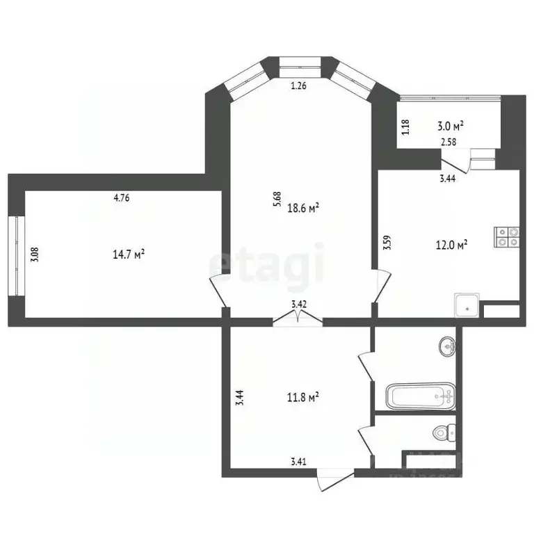 2-к кв. Московская область, Королев Болшево мкр, ул. Маяковского, 18в ... - Фото 2