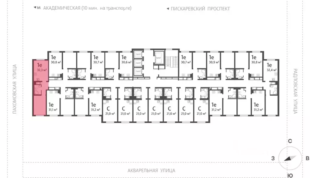 1-к кв. Санкт-Петербург ул. Пахомовская, 12к2 (32.2 м) - Фото 1