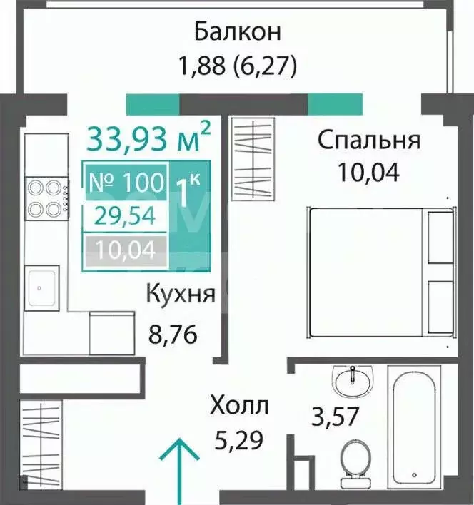 1-к кв. Крым, Симферопольский район, с. Мирное ул. Белова, 1 (20.54 м) - Фото 2