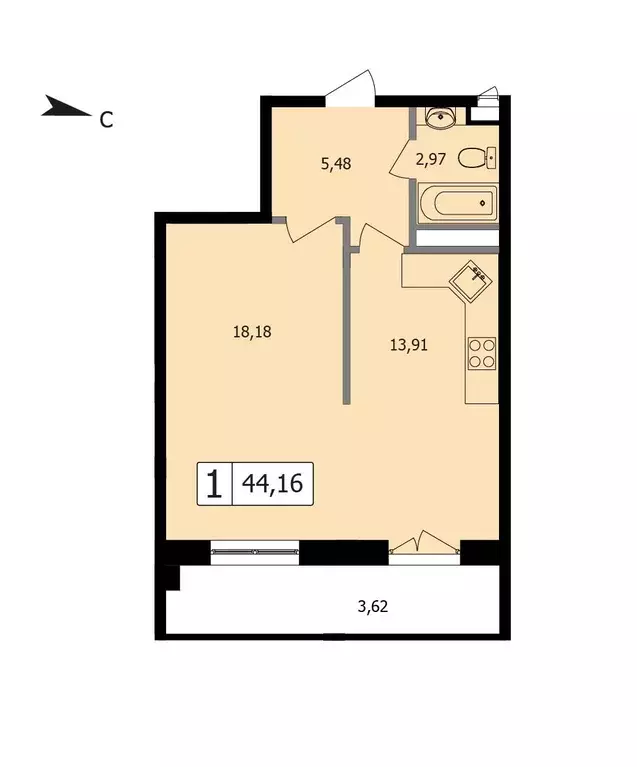 Продаётся 1-к квартира, 40.5 м - Фото 1