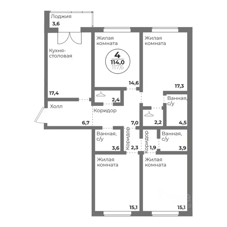 4-к кв. Челябинская область, Челябинск 20-й мкр,  (114.0 м) - Фото 0