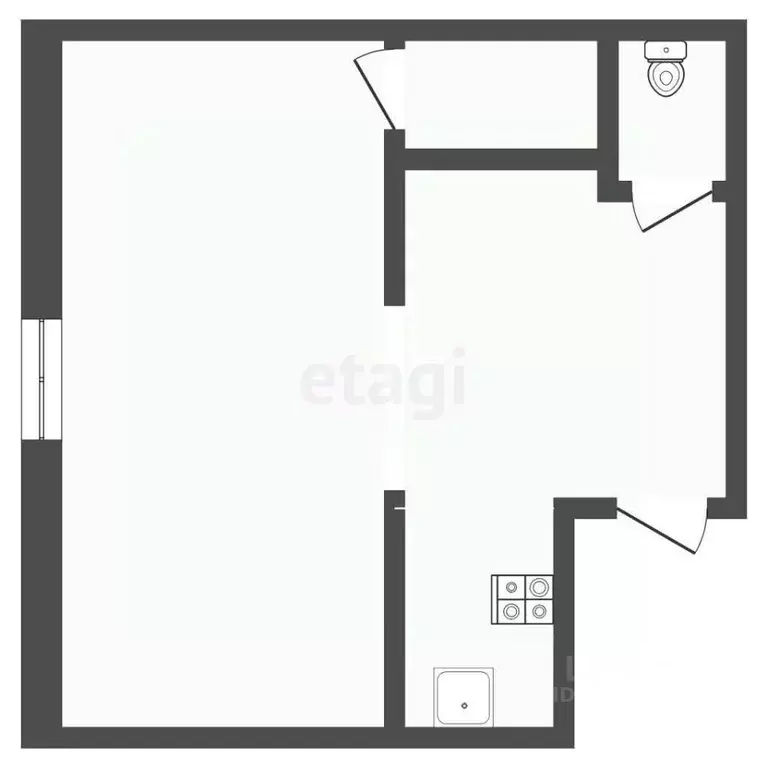 Студия Тюменская область, Тюмень ул. Беляева, 23/2 (18.0 м) - Фото 2