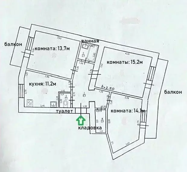 3-к кв. Крым, Красноперекопск 1-й мкр, 25 (70.9 м) - Фото 2
