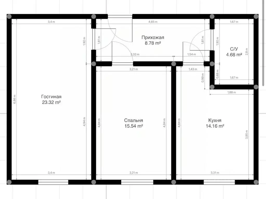 2-к кв. Кабардино-Балкария, Нальчик ул. Атажукина, 151 (65.0 м) - Фото 2