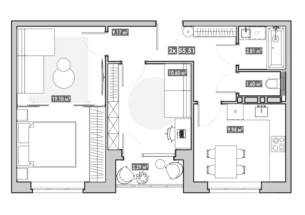 2-к кв. Приморский край, Артем  (55.51 м) - Фото 0
