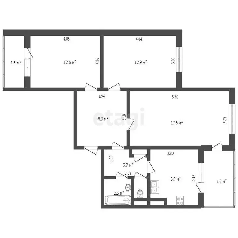 3-комнатная квартира: Симферополь, Балаклавская улица, 57 (72.4 м) - Фото 0