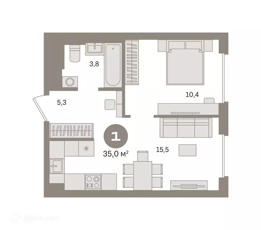 Продаётся 1-к квартира, 34.97 м - Фото 0