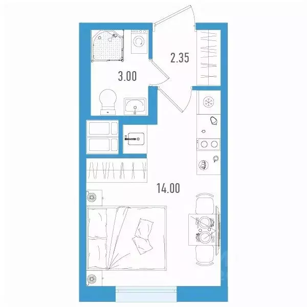 Студия Санкт-Петербург дор. Муринская, 67 (19.35 м) - Фото 0