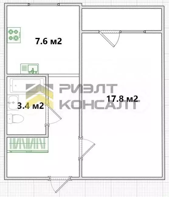 1-к. квартира, 36 м, 3/5 эт. - Фото 0