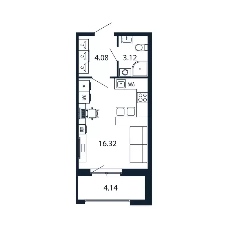 Квартира-студия: Новоселье, Центральная улица, 30к1 (23.2 м) - Фото 1