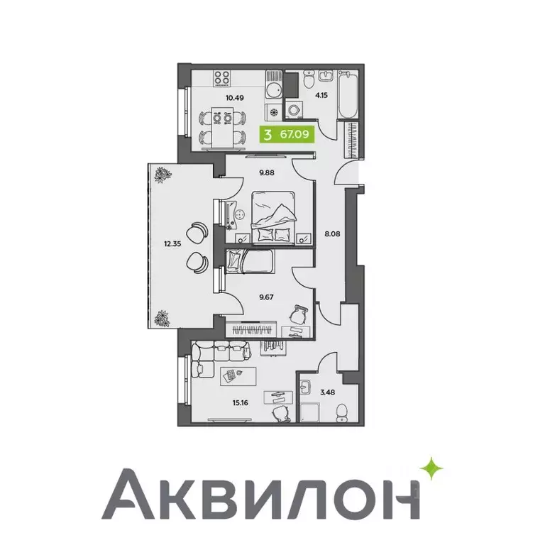 3-к кв. Архангельская область, Северодвинск Аквилон Север жилой ... - Фото 0