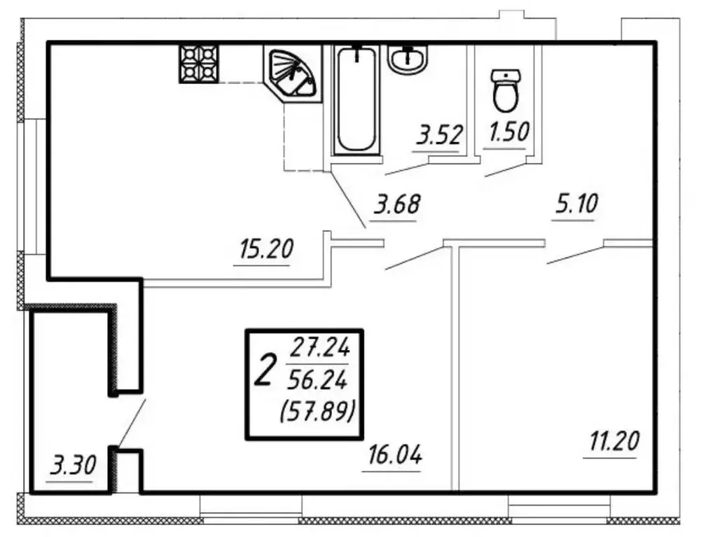 Продаётся 2-к квартира, 56.2 м - Фото 0