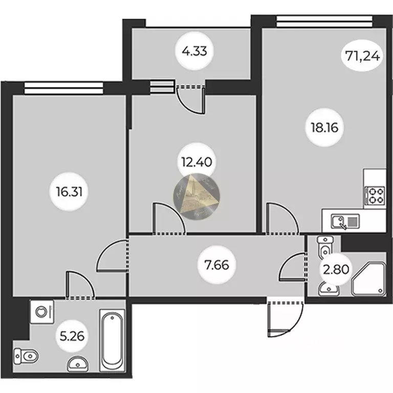 2-к кв. Санкт-Петербург ш. Суздальское, 8 (71.24 м) - Фото 1