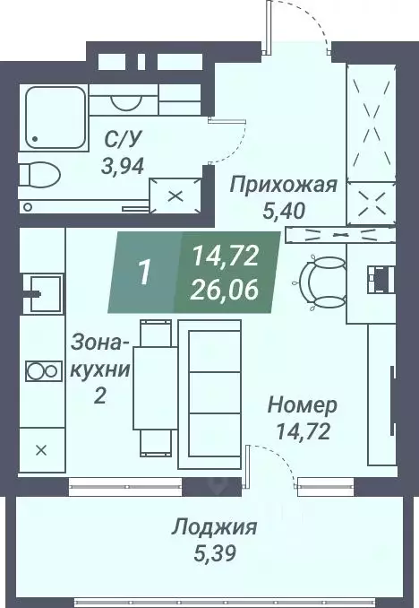 1-к кв. Новосибирская область, Новосибирск ул. Даргомыжского, 8Д ... - Фото 1