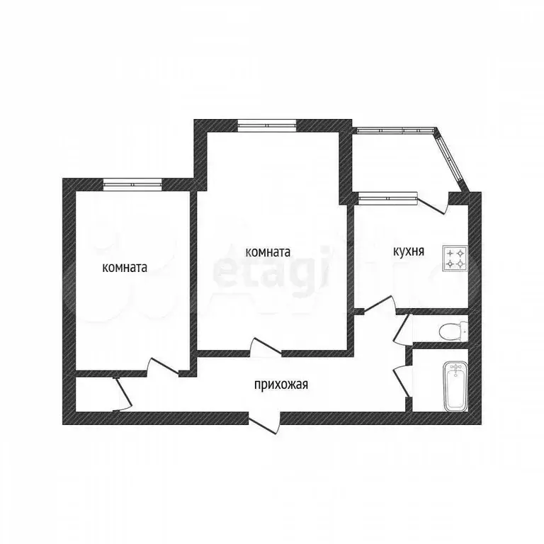 2-к. квартира, 52 м, 5/5 эт. - Фото 0