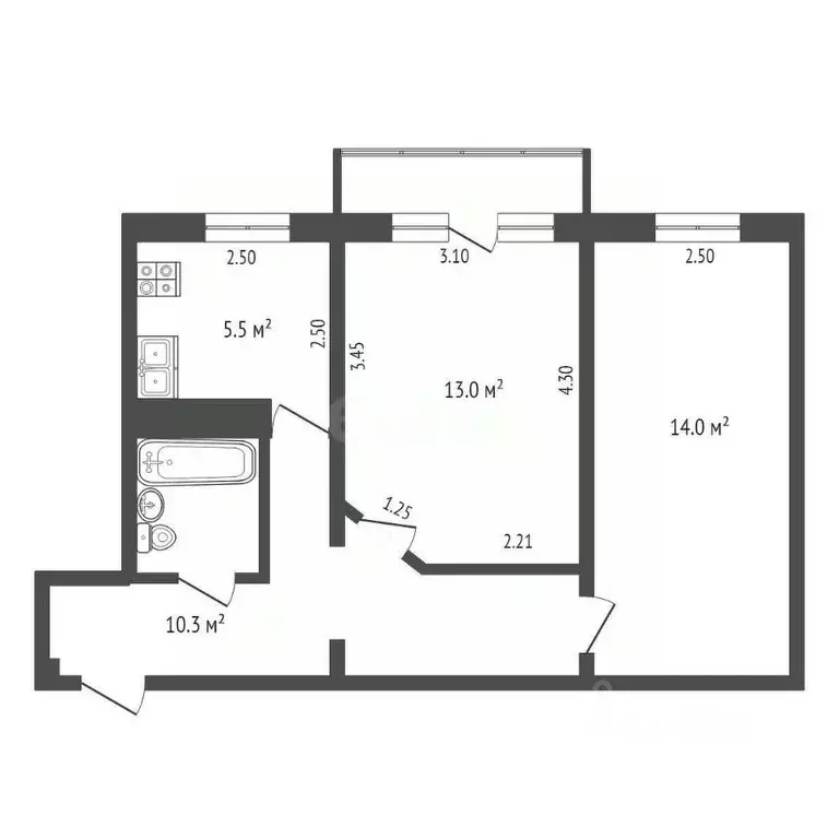 2-к кв. Орловская область, Орел Октябрьская ул., 59 (46.6 м) - Фото 1