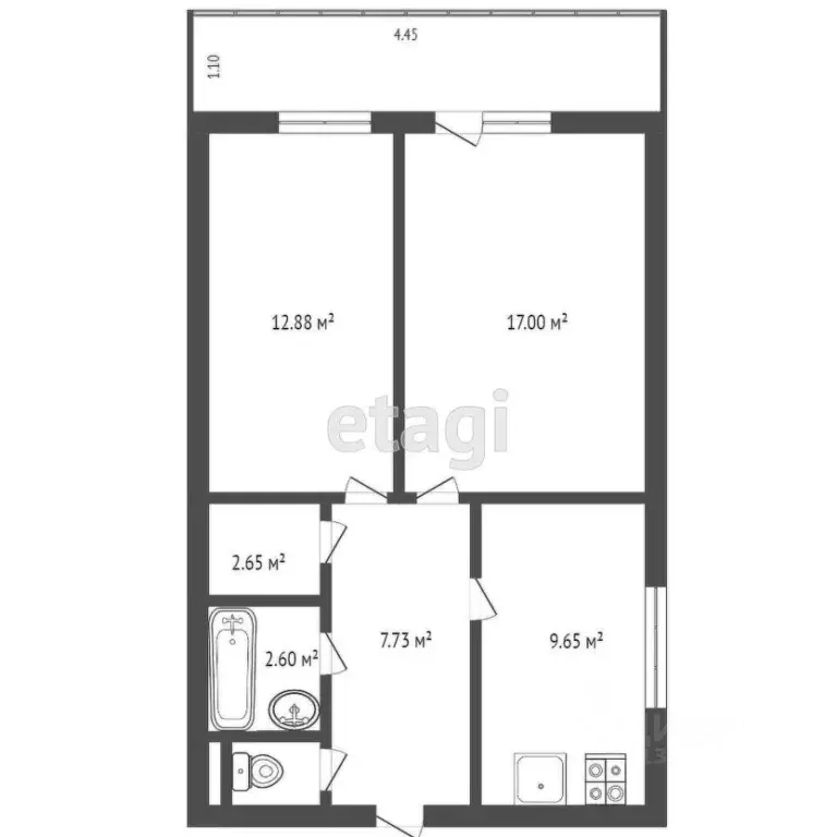 2-к кв. Ульяновская область, Ульяновск ул. Можайского, 6Ак1 (55.3 м) - Фото 1