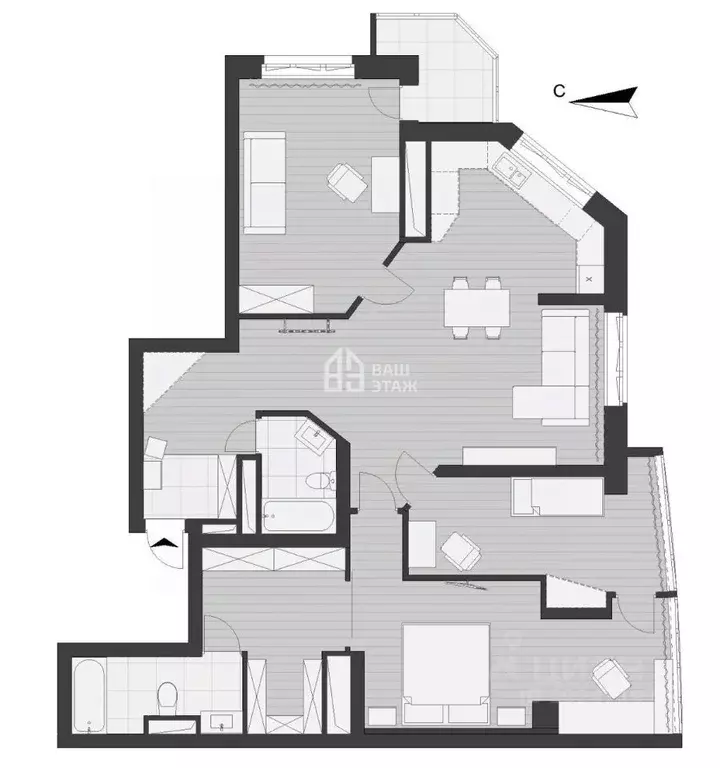 3-к кв. Калужская область, Калуга ул. 65 лет Победы, 41 (115.2 м) - Фото 2