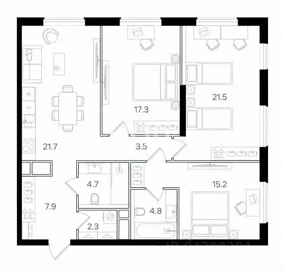 3-к кв. Москва Щукинская ул., 3 (98.4 м) - Фото 1