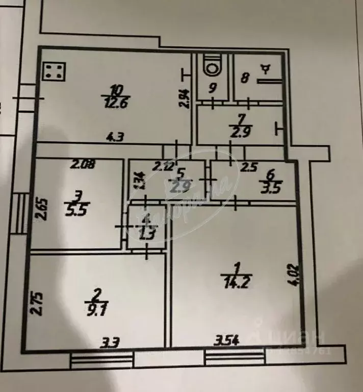 3-к кв. Калужская область, Калуга ул. Генерала Попова, 9 (55.7 м) - Фото 2