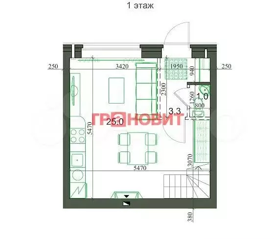 2-к. квартира, 54 м, 2/2 эт. - Фото 0