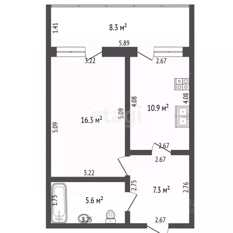 1-к кв. Тамбовская область, Тамбов Селезневская ул., 2Бк1 (40.3 м) - Фото 2