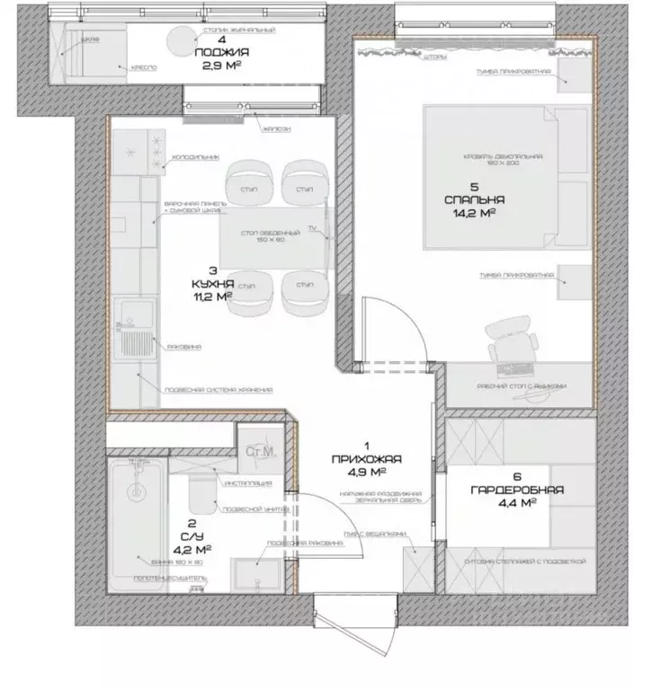 1-к кв. Московская область, Красногорск Опалиха мкр, аллея Золотая, 1 ... - Фото 2